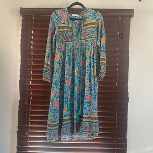 Long dress, floral print dress, long sleeves